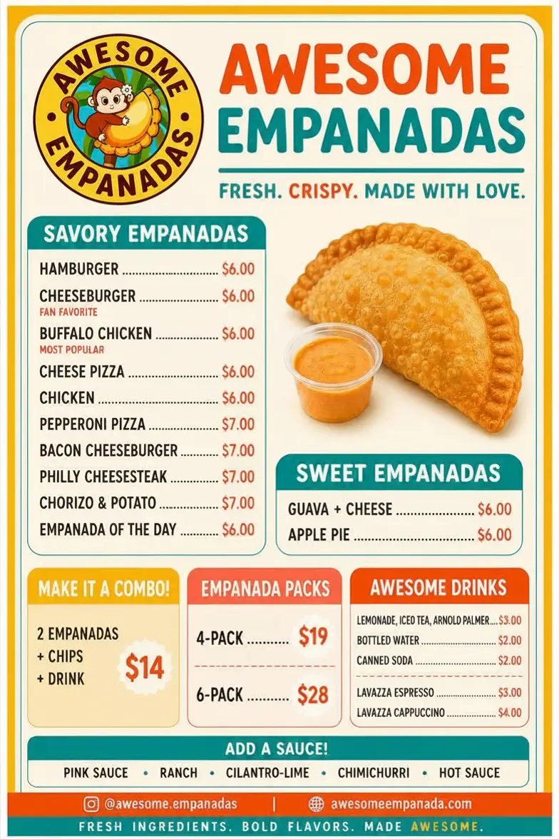 Awesome Empanadas food and drink menu